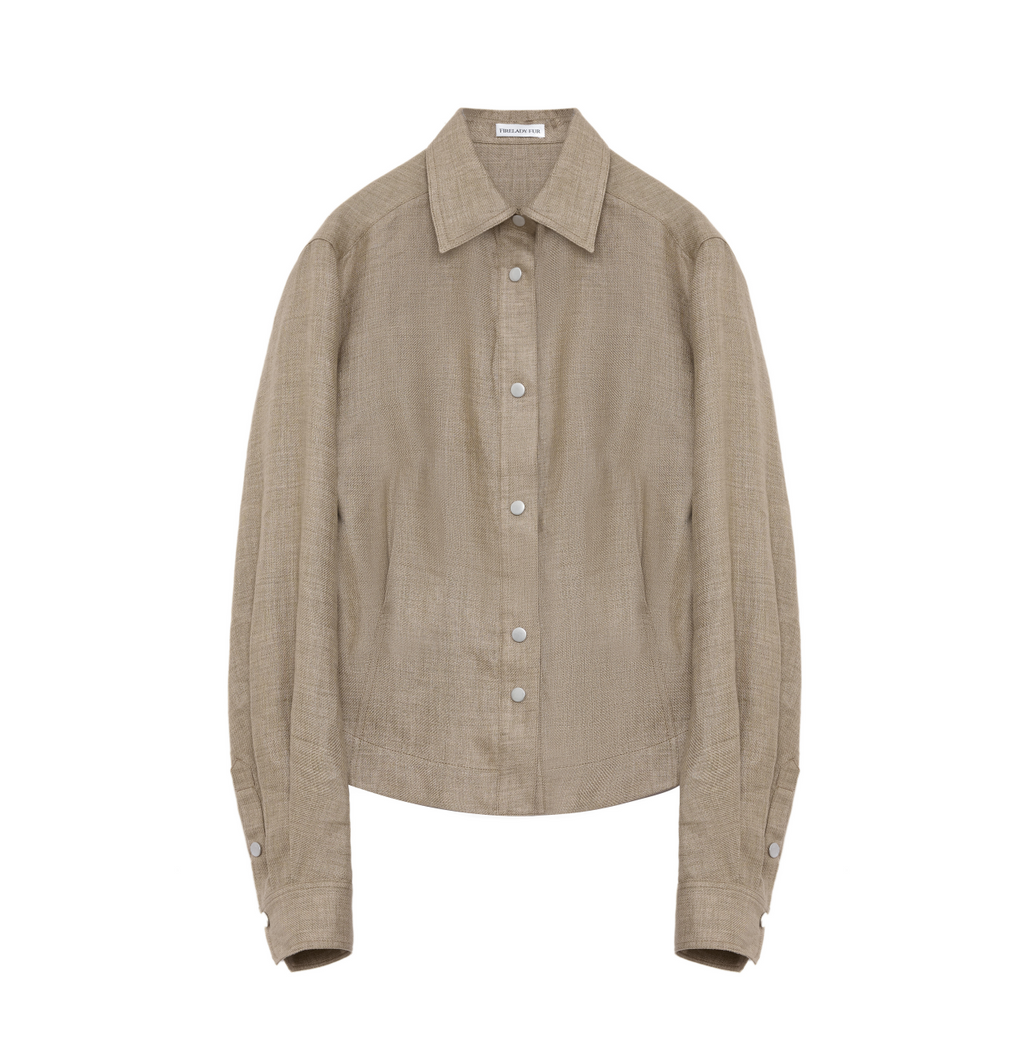 Luchtig linnen twill blouse met taillerende plooien