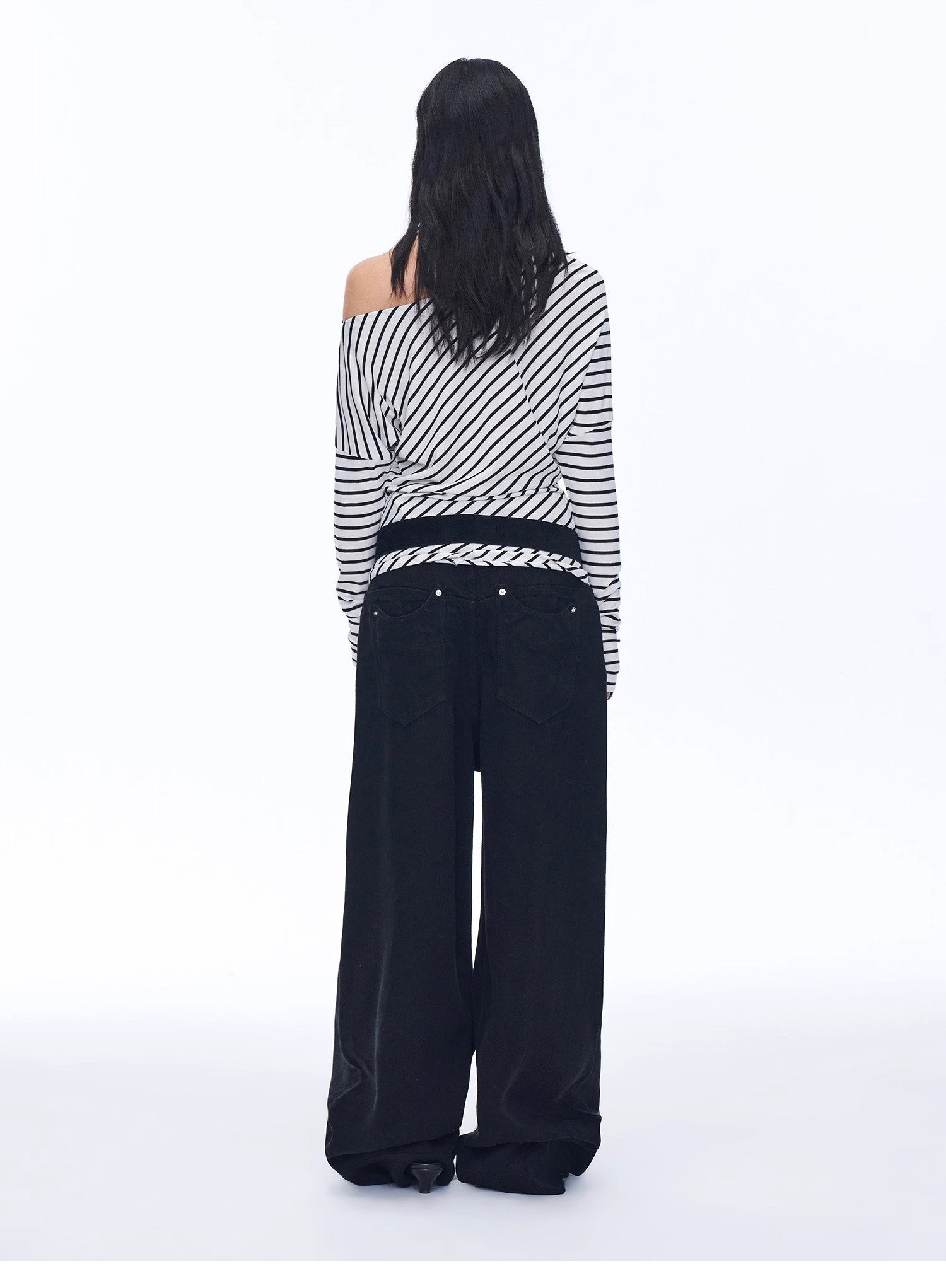 Off-Shoulder Top Lyocell Wolmix Gestreept