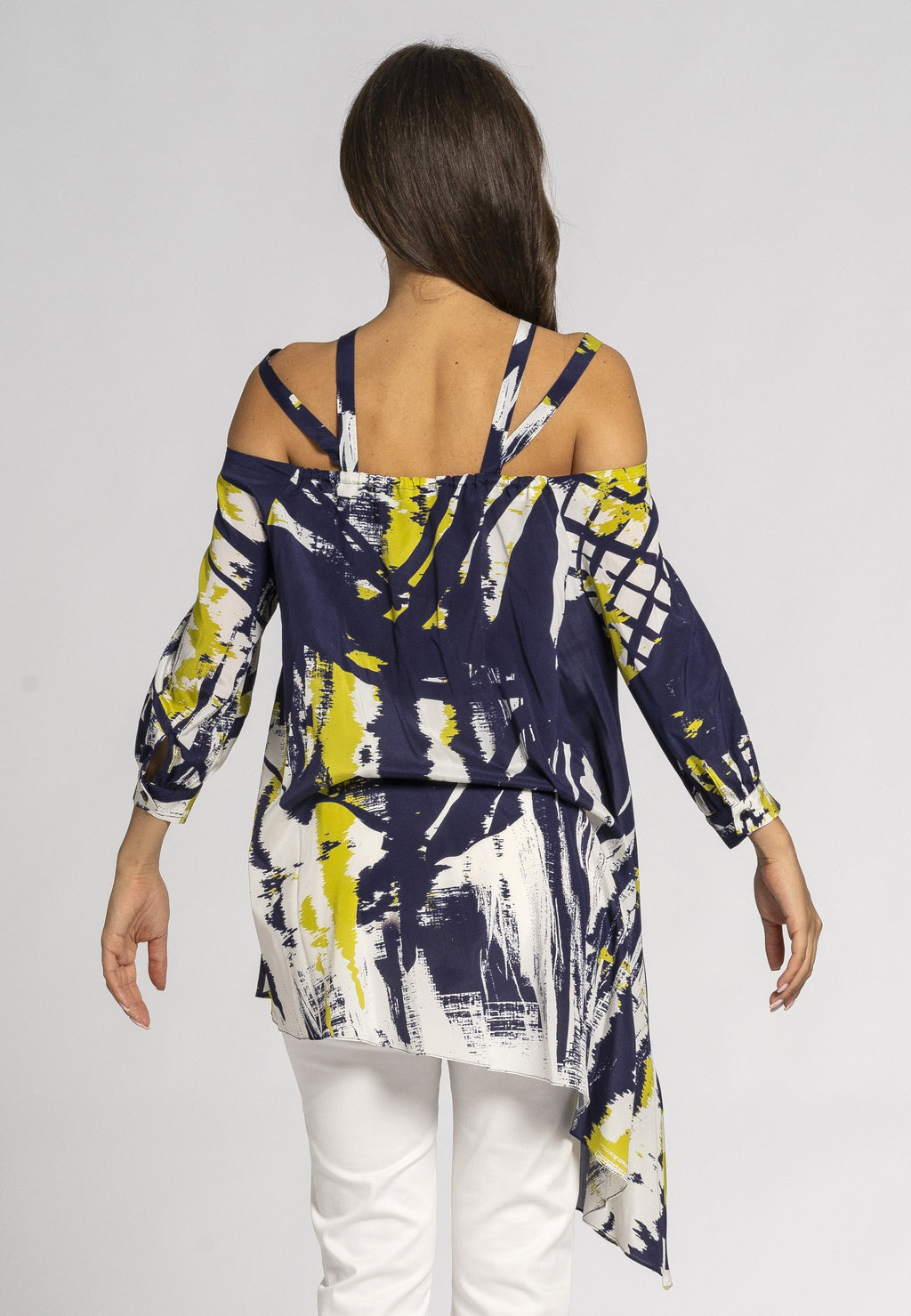 Oversized kaftan top met print in groen en blauw