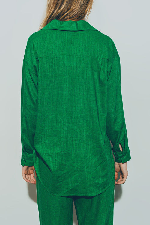 Losvallend katoenen blouse in groen