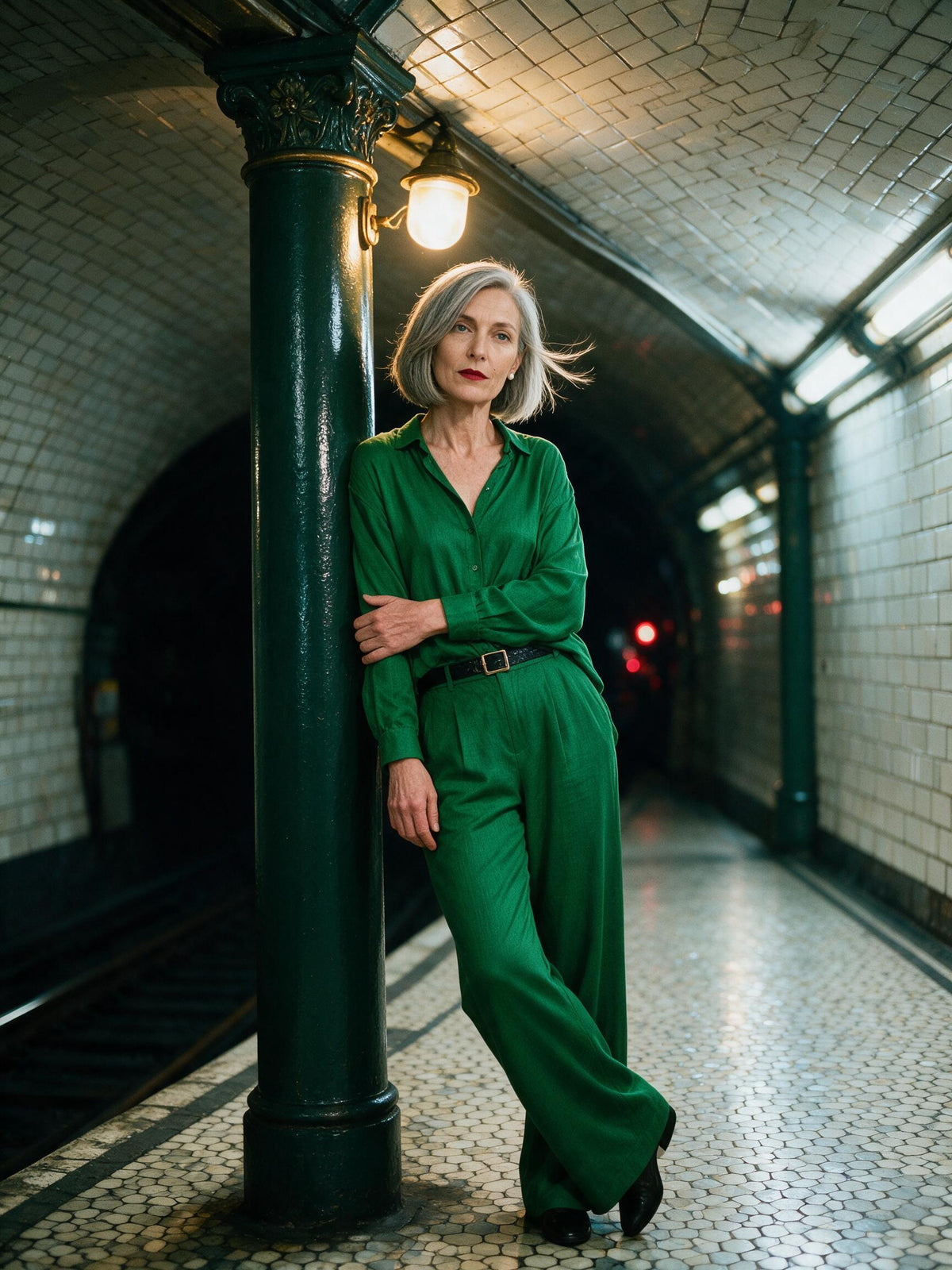 Losvallend katoenen blouse in groen