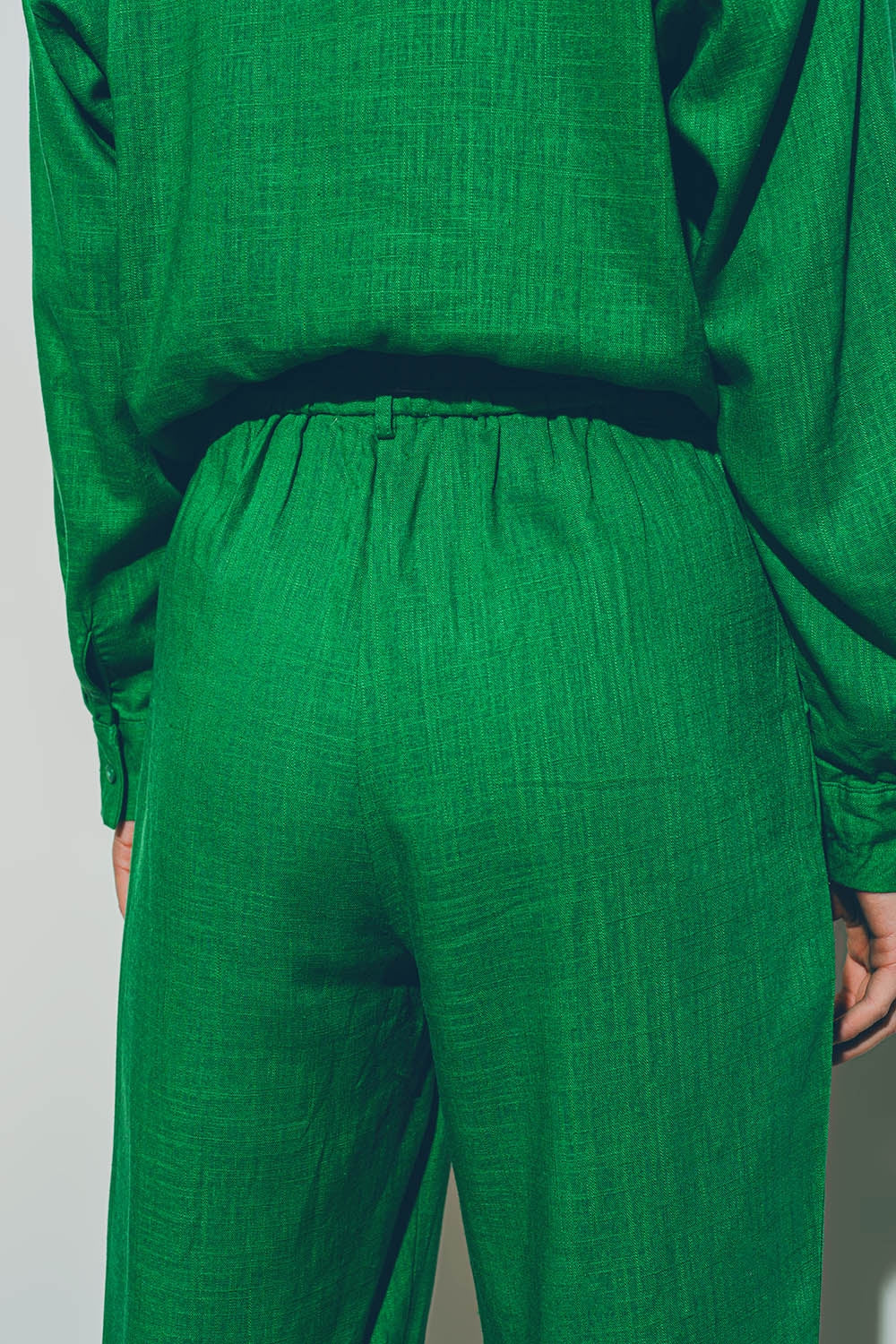 Getailleerde wide leg broek in katoen in groen